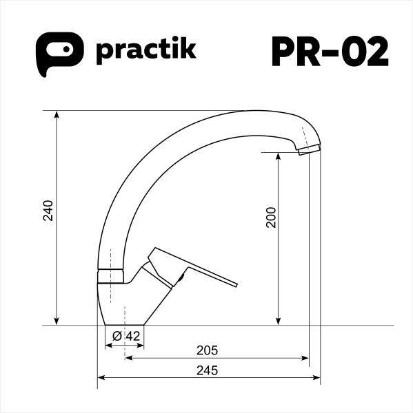 Смеситель для кухни Practik черный оникс (PR-02-004)