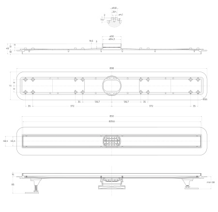 Душевой лоток BELBAGNO LUCE 90 см, BB-LD-LUCE-90-CR