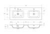 Керамическая раковина с двумя чашами CZR-8073-120-2, 1210x460x155