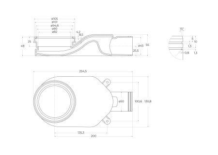 Душевой лоток BELBAGNO LUCE 60 см, BB-LD-LUCE-60-CR