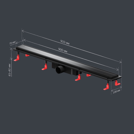 AM.PM W02SC-U11-090-04BM PrimeFlow Трап для душа линейный универс затвор Tile 90см цвет черн мат
