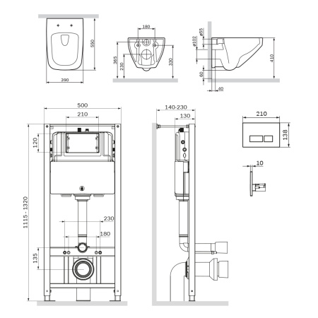 AM.PM IS47001.50A1700 Инсталл с клав Pro S белый с подв унит Inspire V2.0 FlashClean с сид м/л