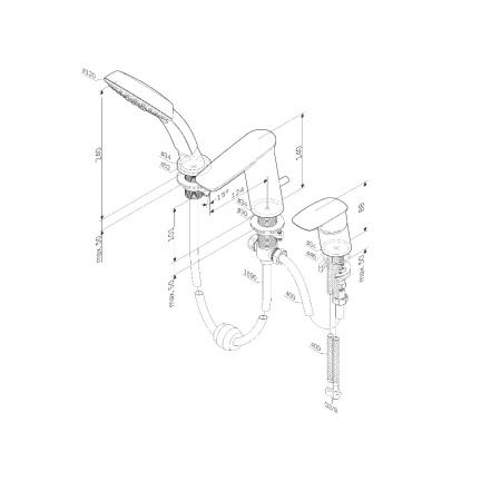 AM.PM F50A01300 Inspire V2.0, смеситель на борт ванны, трёхсекционный, излив  мм, хром, шт