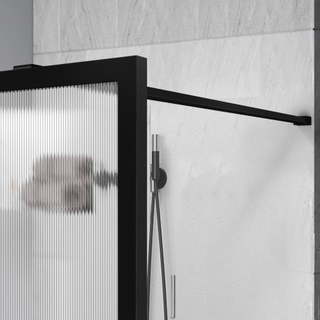 Душевая перегородка Vincea Walk-In VSW-1HP700FLB, 700*2000, черный матовый, стекло рифленое