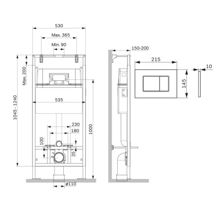AM.PM I012710.0238 MasterFit инсталляция для подвесного унитаза с клавишей ProC S, мат.черный