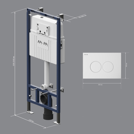 AM.PM I012710.0101 MasterFit инсталляция для подвесного унитаза с клавишей ProC L, бел глянц
