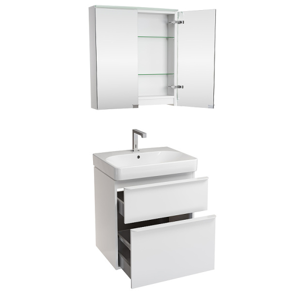 Комплект мебели для ванной Geberit Smyle Square 60  подвесной Белый глянец (529.352.00.6)
