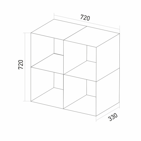 Стеллаж MIXLINE 720*720*330 ЛДСП Табачный дуб (4 ячейки,крепеж) (550351)