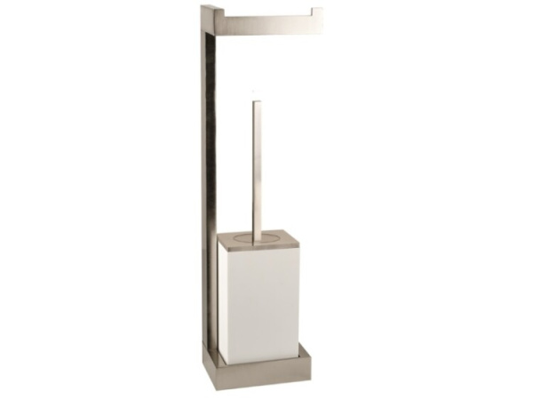 Ёршик-стойка Gessi Rettangolo с бумагодержателем шгв 155*95*600 цвет-Finox белый 20867/149