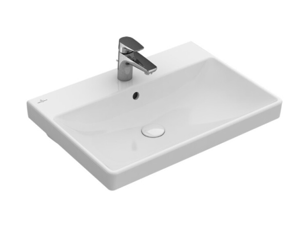 Раковина Villeroy&Boch Avento шг 600*470 отверстия для смесителя-1 сквозное 2 промаркированных CeramicPlus цвет-альпийский белый 415860R1