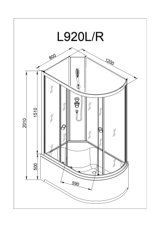 Душевая кабина AvaCan L920 L N без крыши c гидромассажем
