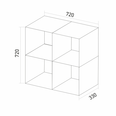 Стеллаж MIXLINE 720*720*330 ЛДСП Белый дуб (4 ячейки,крепеж) (550350)