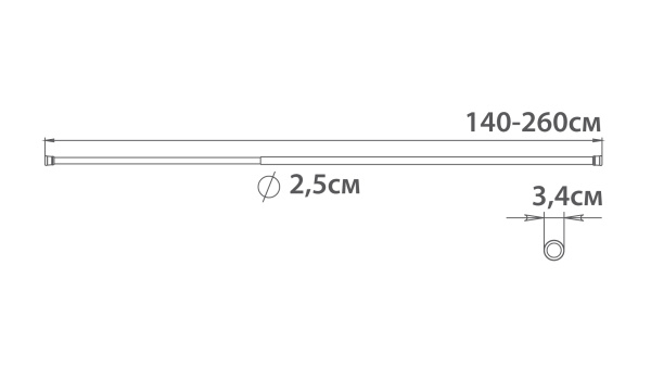 Карниз для ванной Fixsen раздвижной 140-260 см, алюминий, белый (FX-51-013)