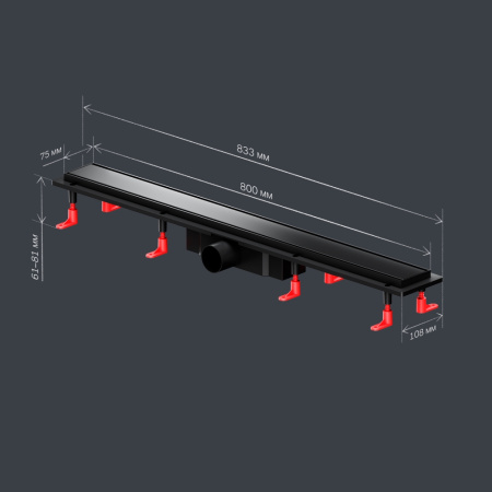AM.PM W02SC-U11-080-04BM PrimeFlow Трап для душа линейный универс затвор Tile 80см цвет черн мат