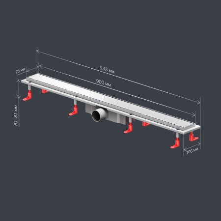 AM.PM W02SC-U11-090-04SB PrimeFlow Трап для душа линейный универс затвор Tile 90см цвет сталь мат
