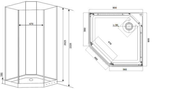 Душевая кабина Timo Premium ILMA 90*90*222 (ILMA709)