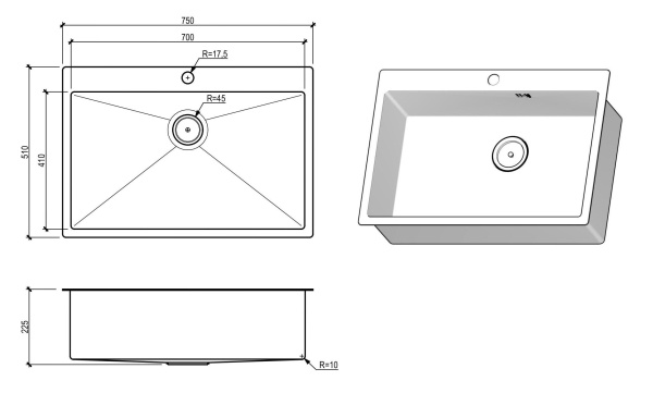 Кухонная мойка FLORACIO Steel F.7551.GDD (DECOR), золото матовое