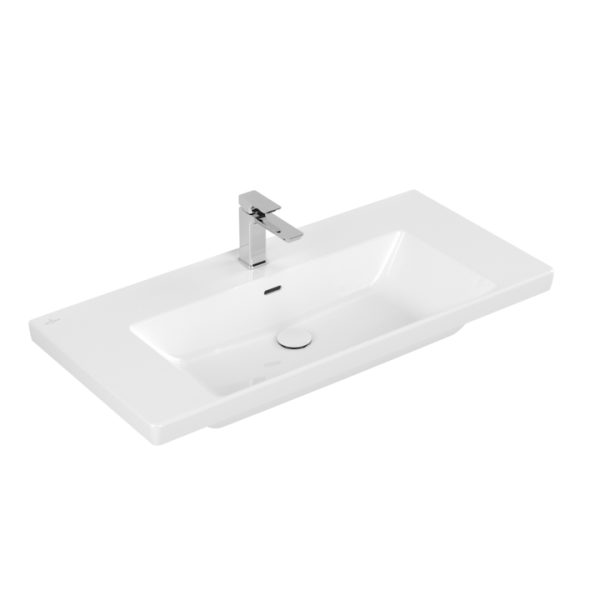Раковина Villeroy&Boch Subway 3.0 шгв 1000*470*120 отверстия для смесителя-1 сквозное 2 промаркированных цвет раковины-альпийский белый 4A70A501
