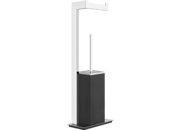 Ёршик-стойка Gessi Rettangolo с бумагодержателем шгв 220*110*614 цвет-хром черный 20934/031