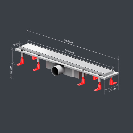 AM.PM W02SC-U11-060-04SB PrimeFlow Трап для душа линейный универс затвор Tile 60см цвет сталь мат