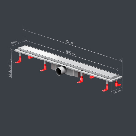AM.PM W02SC-U11-080-04SB PrimeFlow Трап для душа линейный универс затвор Tile 80см цвет сталь мат