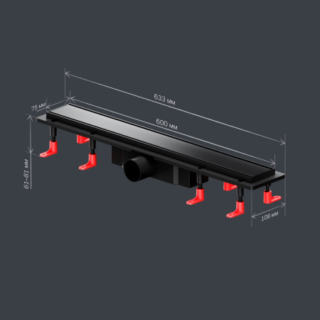 AM.PM W02SC-U11-060-04BM PrimeFlow Трап для душа линейный универс затвор Tile 60см цвет черн мат